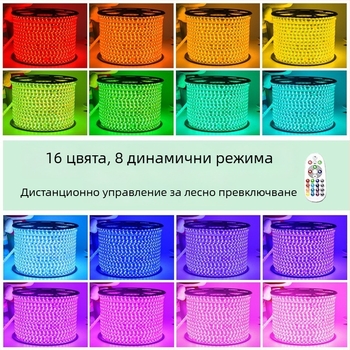 RGB LED лента 220V 5050, външна водоустойчива с градиентно цветно осветление