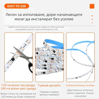 RGB външен IC цветопроменящ LED лента, 12V/24V, черна вградена лента, атмосфера за заведения