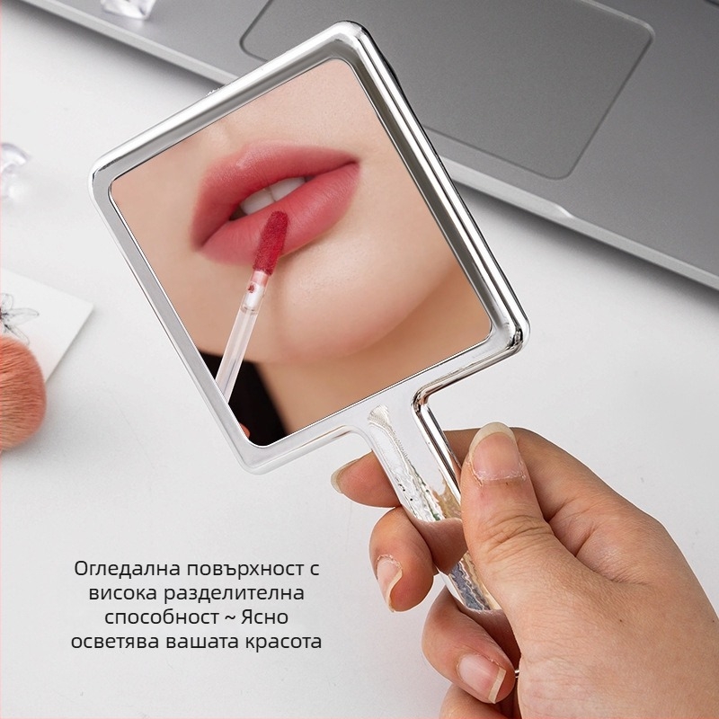 Преносимо огледало за грим с водно-вълнов модел и сребърно електрополирано покритие