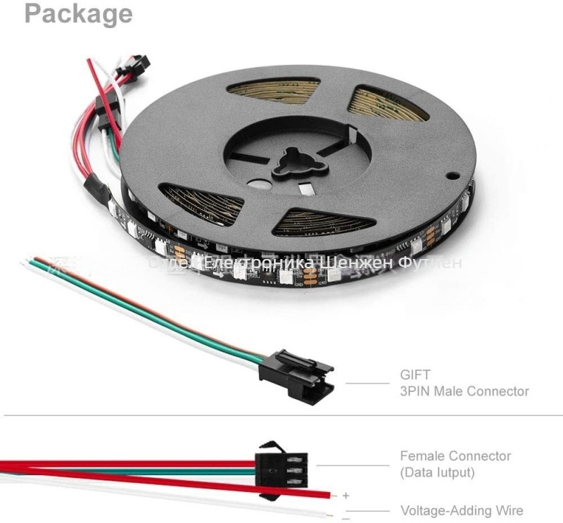 WS2811 IC външна гола платка RGB LED лента 12V 5050 RGB, програмирана, 60 диода