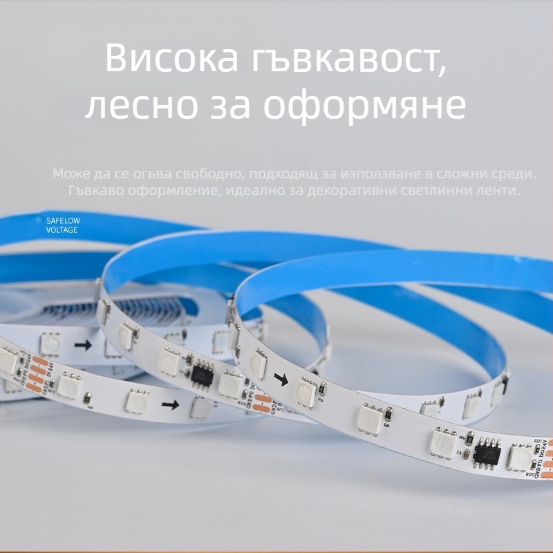 TM1934A 5050 RGB LED лента с външен IC, програмирана пълноцветност, функция за възстановяване след прекъсване