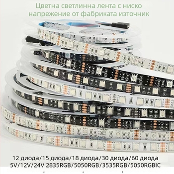 RGB LED лента за светлина, гъвкава, 5V/12V/24V/36V, цветна фантазия за спалня, двор и телевизионен фон