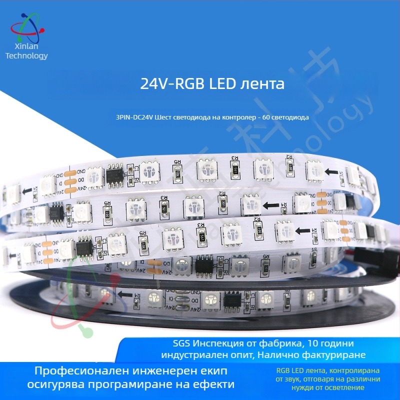 24V RGB LED лента с програмиращи WS2811/1903/16703 IC, 60/72/84 светодиода