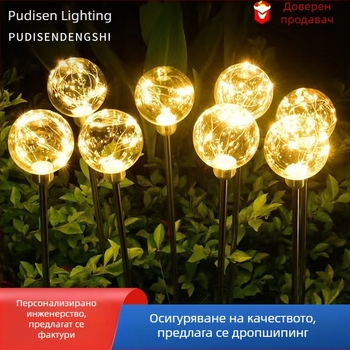 Соларна LED топка с меден проводник за външен монтаж, водоустойчива IP65
