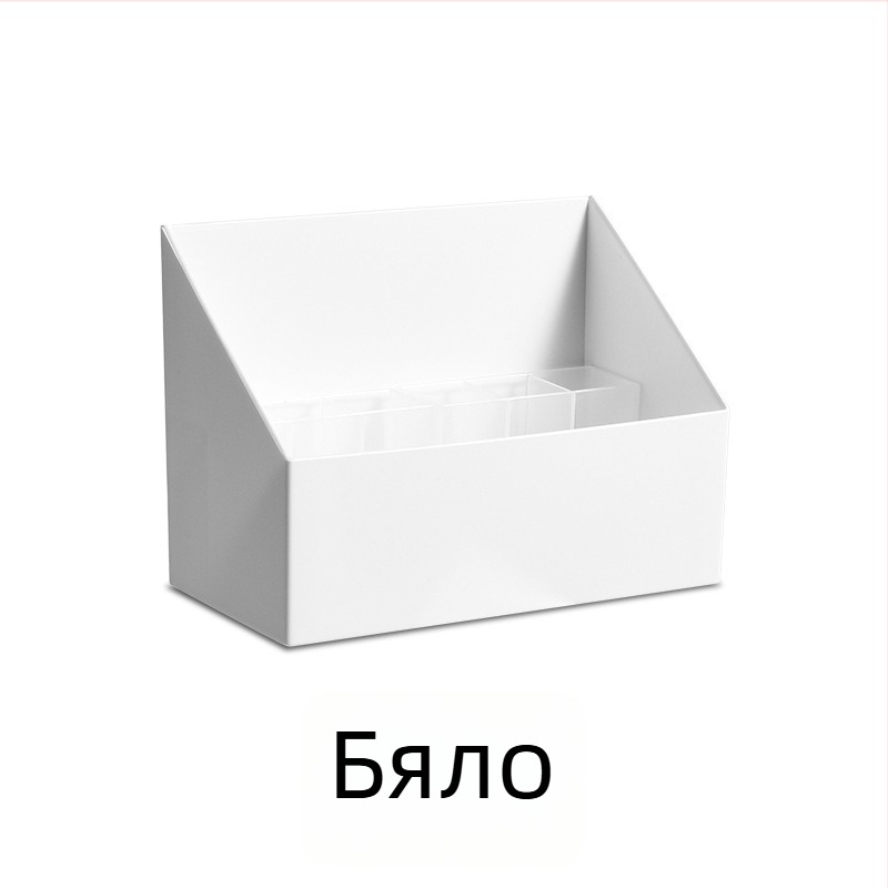 Десктоп органайзер за козметика с огледало и разделители за червила, грижа за кожата, памучни тампончета и бижута