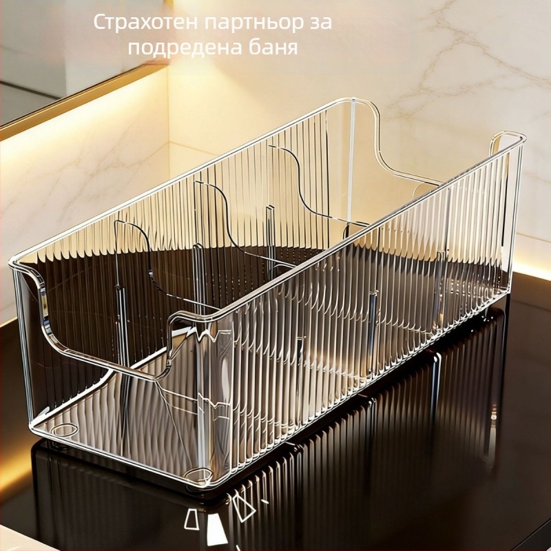 Прозрачен правоъгълен органайзер за маски за лице и козметика за бюро