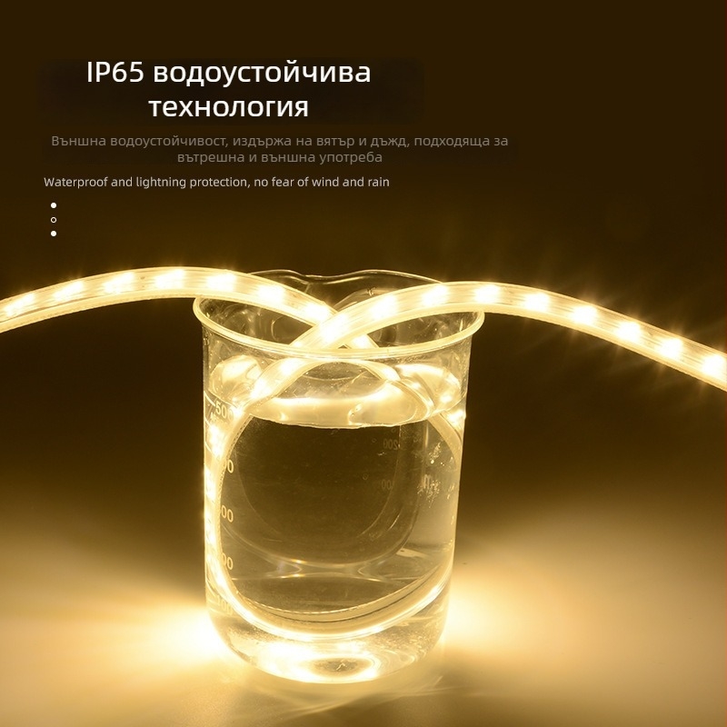 220V ултраярна триредна LED лента с 2835 LED, 180 диода, IP67 водоустойчива за вътрешно осветление под тавана и за външно използване