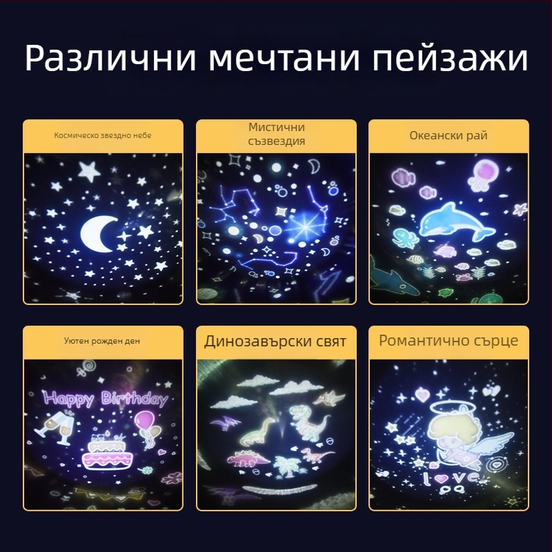 LED проектор за звездно небе, въртяща се нощна лампа – подарък за Свети Валентин и детски рождени дни