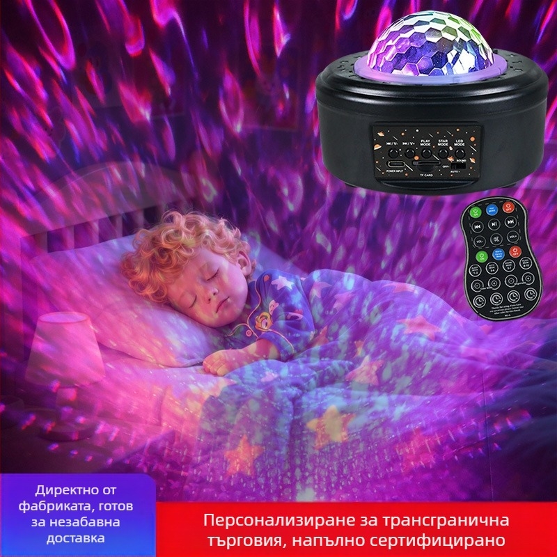 Мини проектор за звездно небе и галактика с Bluetooth говорител, нощна лампа за леглото, бял шум и цветна амбиентна светлина