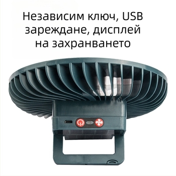 LED къмпинг фен със стойка и соларно зареждане, светодиодно осветление, 5 W, 2400 мАч