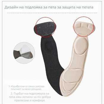 Женска Т-образна 2-in-1 стелка за високи токчета – против приплъзване и болка в петата