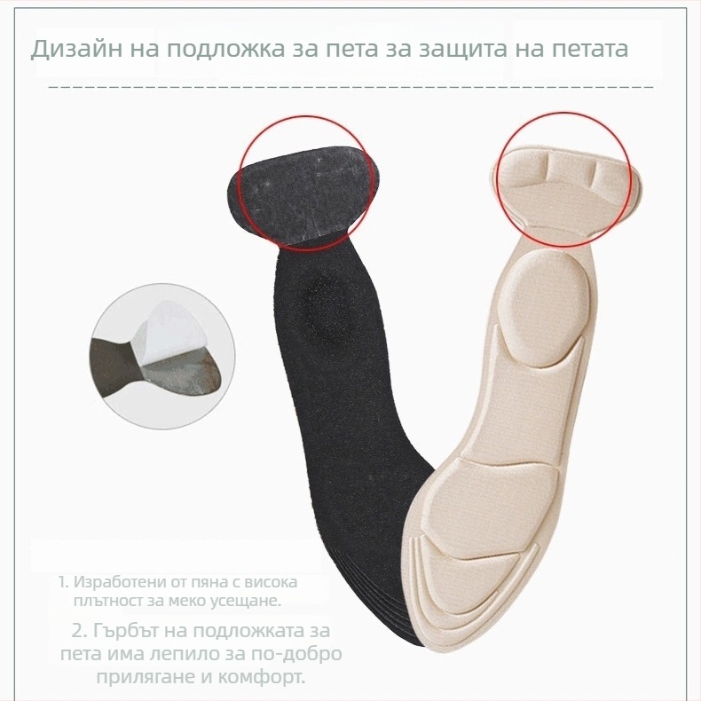 Женска Т-образна 2-in-1 стелка за високи токчета – против приплъзване и болка в петата