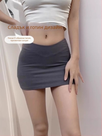Мини пола в стил bodycon с V-образна талия и стегнат силует, ежедневна и секси