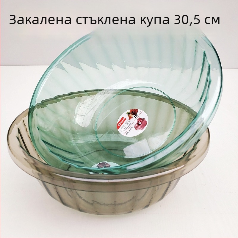 3307 Прозрачна пластмасова купа с цветни кристали, кръгла, 30,5 × 10 см