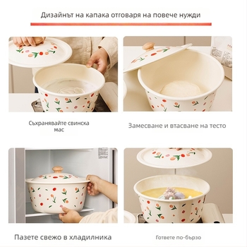 Емайлиран съд за свинска мас и порцеланова кухненска купа, съд за масло, съд за чили масло, кутия за лук, джинджифил и чесън