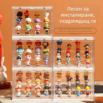 Прозрачен акрилен дисплей шкаф за съхранение на фигури, с капак, който се отваря, прахозащитен, голям размер, 6 отделения