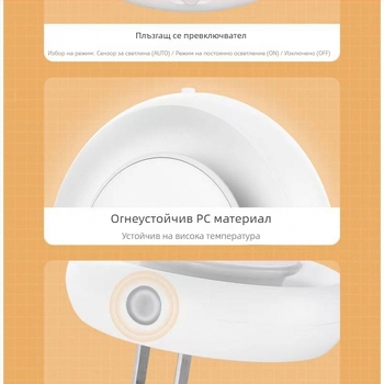 KM Moonlight LED нощна лампа със сензор за светлина за кърмене на бебето и защита на очите, домашна употреба