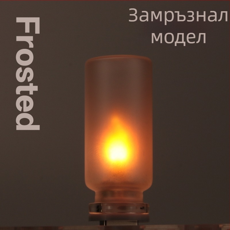 LED лампа с изкуствен пламък, цифрова свещ, нощна лампа за Коледа, стъклен абажур, захранване през контакт, модел RX9008