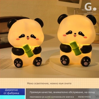 Креативна Panda LED нощна лампа с USB зареждане, сладък детски настолен светилник за спалня, защита на зрението