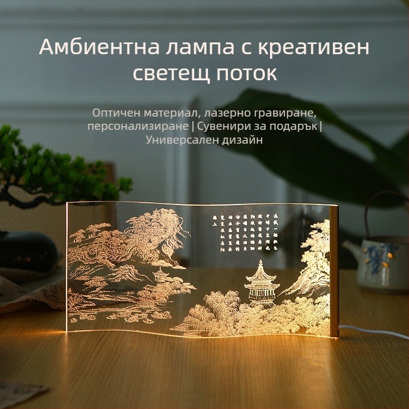 Нощна лампа за спалня на нощно шкафче, елегантна атмосфера, персонализирана светлина, акрилен абажур, докосване, декоративна лампа, нов китайски стил