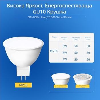 MR16 GU5.3 LED светлинен източник за трек осветление, 12V ниско напрежение