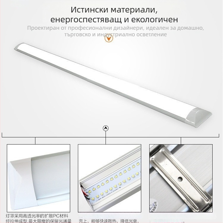LED лампа за пречистване с интегрирана скоба, влагозащитна и прахоустойчива, съвместима с DC/AC входове 12V/24V/36V/220V