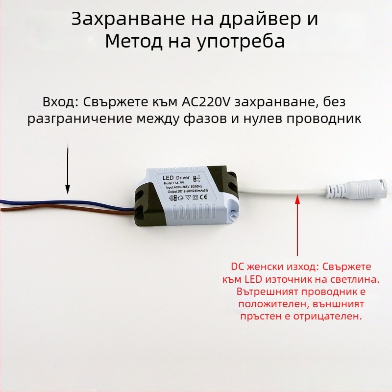LED панелен драйвер за осветление, 8-18W, 12W и 24W, широк вход, постоянен ток, неизолиран, ултра тънко захранване за таванни панели с DC женски конектор