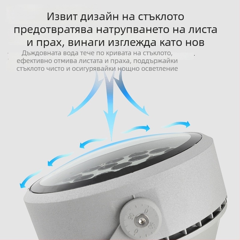 Външен водоустойчив LED прожектор за дърво със аркова проекция, кръгъл самопочистващ се прожектор, IP65, алуминиев корпус, 36 LED, 12–54W, 45° лъч, модел JSL-1081