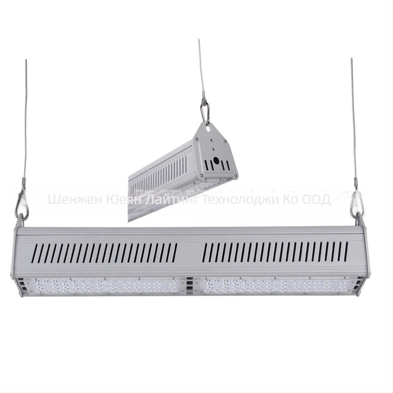 LED линеен индустриално-минен осветител, алуминиево тяло, 100W, комплект осветление