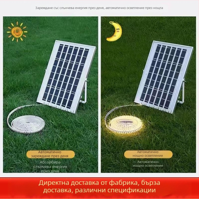 Външни водоустойчиви LED светлинни нишки за двор, декоративен дизайн със звездна небесна сцена, мигащи разноцветни светлинни ленти, слънчево захранване