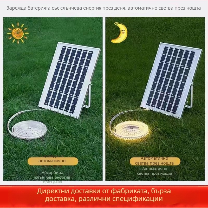 Външни водоустойчиви ултраярки LED нишки за двор, декорация със звездно небе, мигащи многоцветни светлинни ленти, слънчево захранване