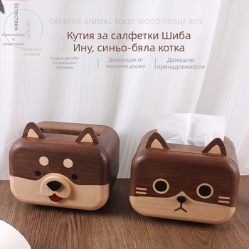 Кутия за салфетки от масивен черен орех, дървен десктоп аксесоар за дома, декоративна украса и съхранение
