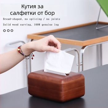 Минималистична дървена кутия за салфетки с капак