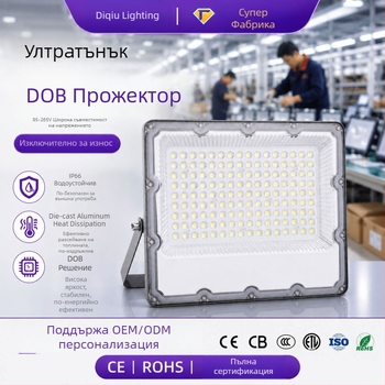 Външен LED прожектор с леща, 300W, IP65, 120° лъч, черен