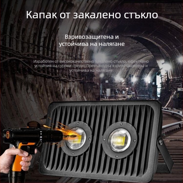 LED тунелни прожектори за паркове, площади и стадиони, нисковолтово 12V/24V, взривозащитено осветление за фабрики и складове