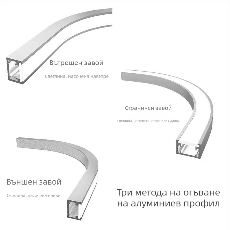 LED извита скрита таванна линейна светлина, арков полукръгъл алуминиев светлинен канал, таванна дизайнерска светлина