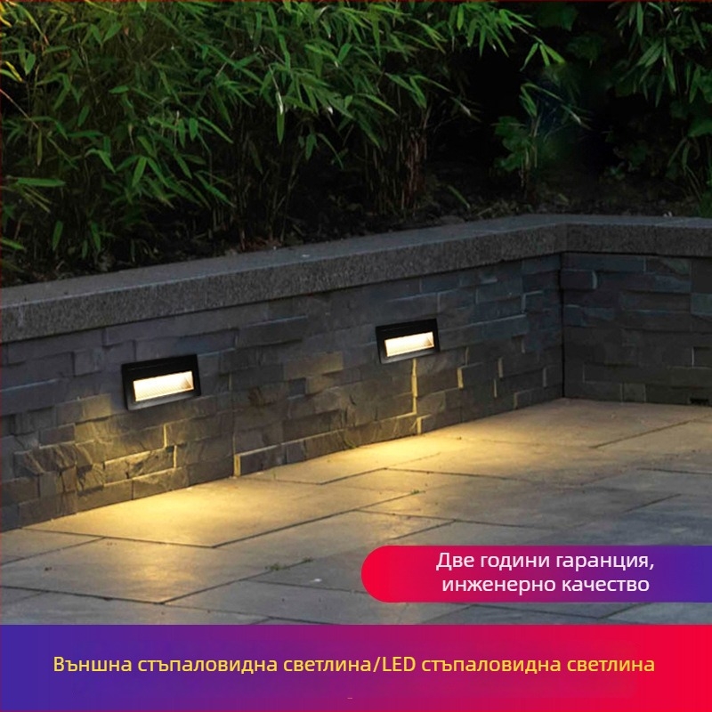LED стъпкови светлини за външни стъпала, водоустойчиви, вградени квадратни осветители за двор