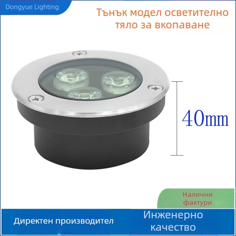 LED кръгла вградена подземна лампа за външна употреба, IP65 водоустойчива, 24V, модел DY0030