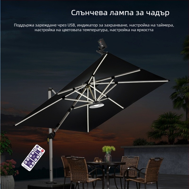 Ретро соларни LED светлини за чадър, външен декор за градина и къмпинг