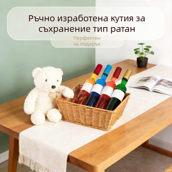 Кошница за съхранение от ратан с ръжоустойчива метална рамка, за плодове и закуски