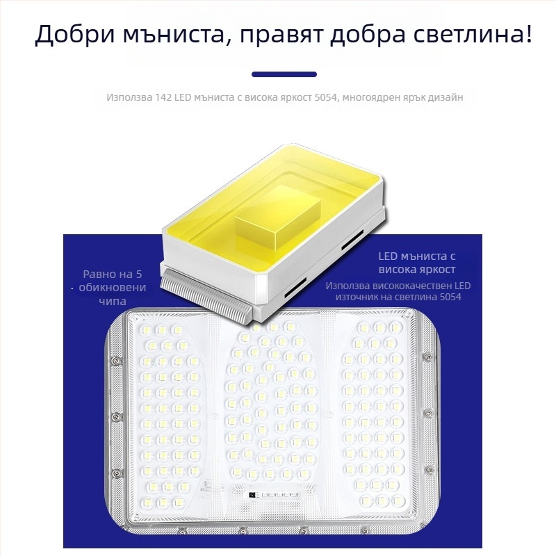 Соларна градинска лампа, външна водоустойчива IP65, квадратна LED лампа с дистанционно управление, 3.2V, размери 267×190×45 mm