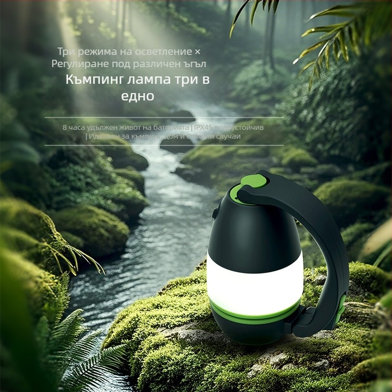 LED лампа за палатка три в едно с USB захранване и аварийно осветление