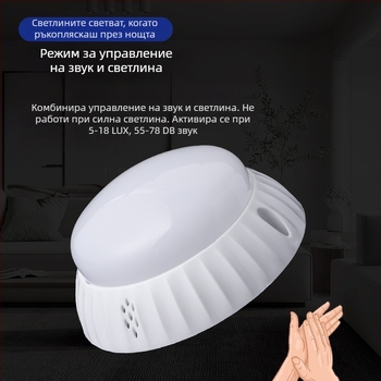 LED таванно осветление с радарен сензор за движение и управление със звук и светлина, полусферичен дифузьор