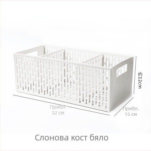 Десктопен организатор с отделения, пластмасова кошница за съхранение за кухня, плодове и зеленчуци, закуски, козметика и играчки