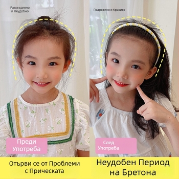 Детска лента за глава в корейски стил, сладка, със зъччати гребени и клипчета за коса – аксесоар за коса