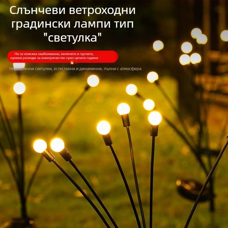 Слънчева външна LED светлина с ефект метеорен дъжд, планетообразна форма, градина и двор – декоративно осветление, IP65, база E14, 1000 лумена, 50 000 часа живот