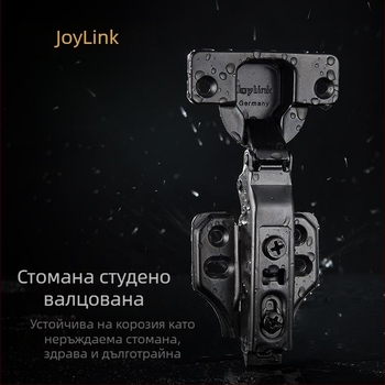 Joylink Ляв съсед Алфа 35 мм дебелина на врата — разглобяем панел, панта с нулев ъгъл, цвят титаново сиво, студено валцована стомана