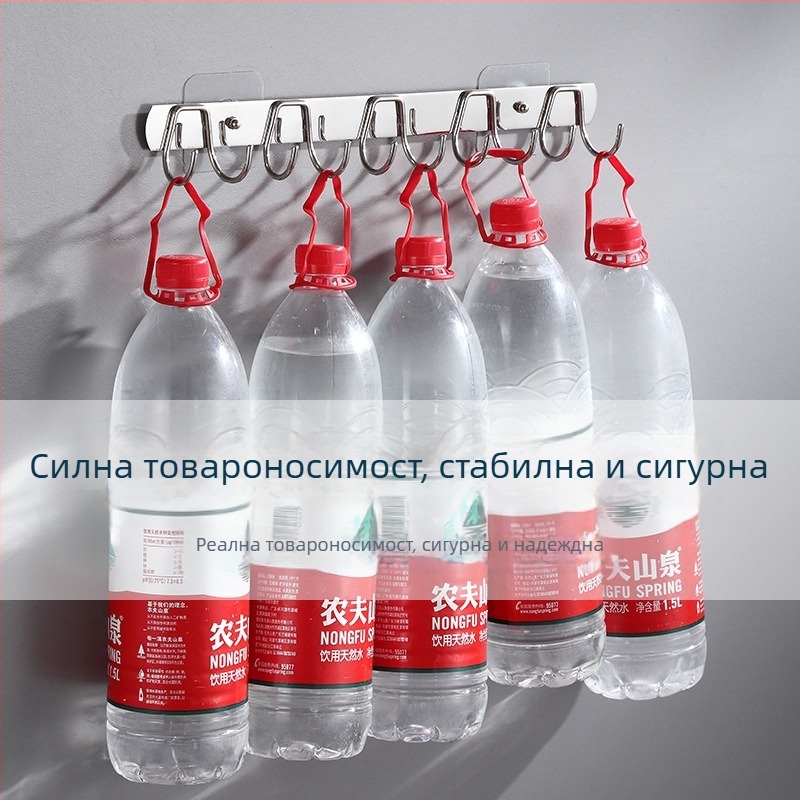 Закачалки от неръждаема стомана без пробиване с лепяща основа, кухненски и закачалки за дрехи, монтирани на стена