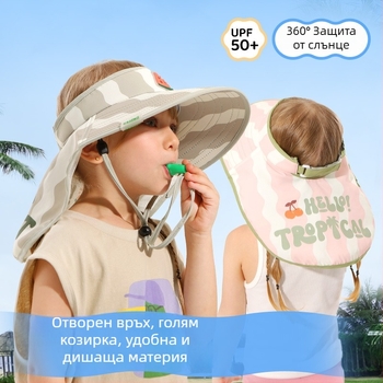25 дизайна детски слънчеви шапки за лято, унисекс, шапки с голям козирек и шал, карикатурен модел с открит връх