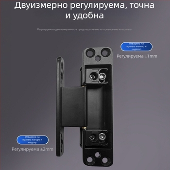 Двуизмерна скрита панта, регулируема и тихоработеща за дървена врата с тесен профил в спалнята